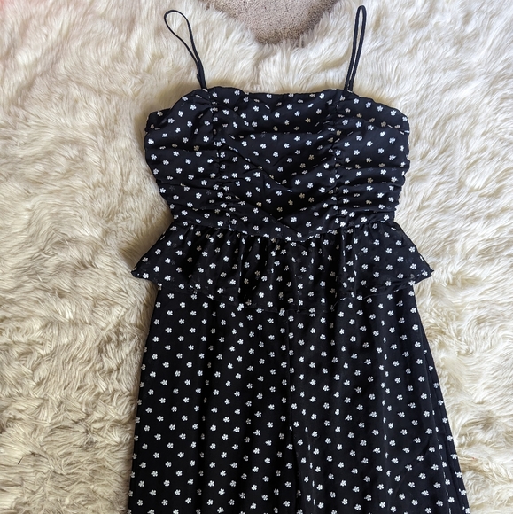 EUC Lulus Show Them Up Black Floral Embroidered Peplum Wide Leg Jumpsuit - Picture 8 of 15